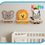 Jungle Buddies Floating Wall Shelves (Elephant, Lion, Zebra)